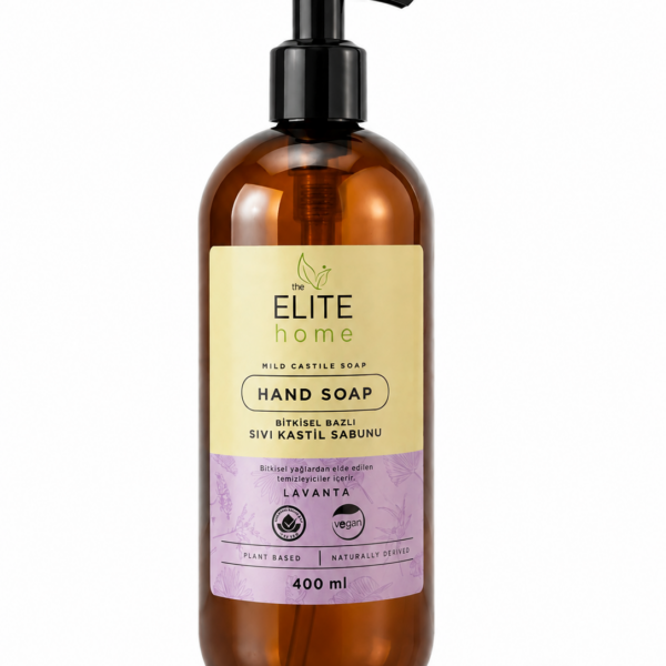 The Elite Home Lavanta Yağlı Kastil Sıvı Sabun 400 ml | Doğal Bitkisel Cilt Temizleyici