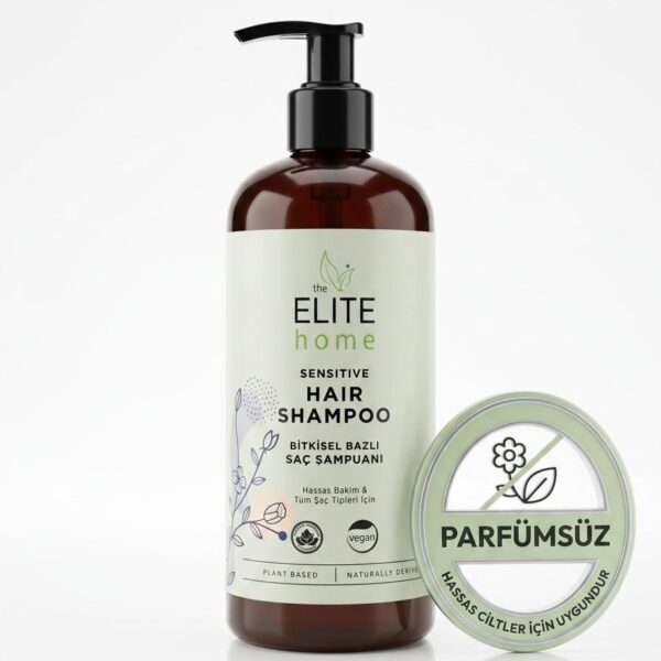The Elite Home Bitkisel Şampuan – Parfümsüz & Vegan – Hassas Saç ve Saç Derisi İçin Bakım – 400 ml