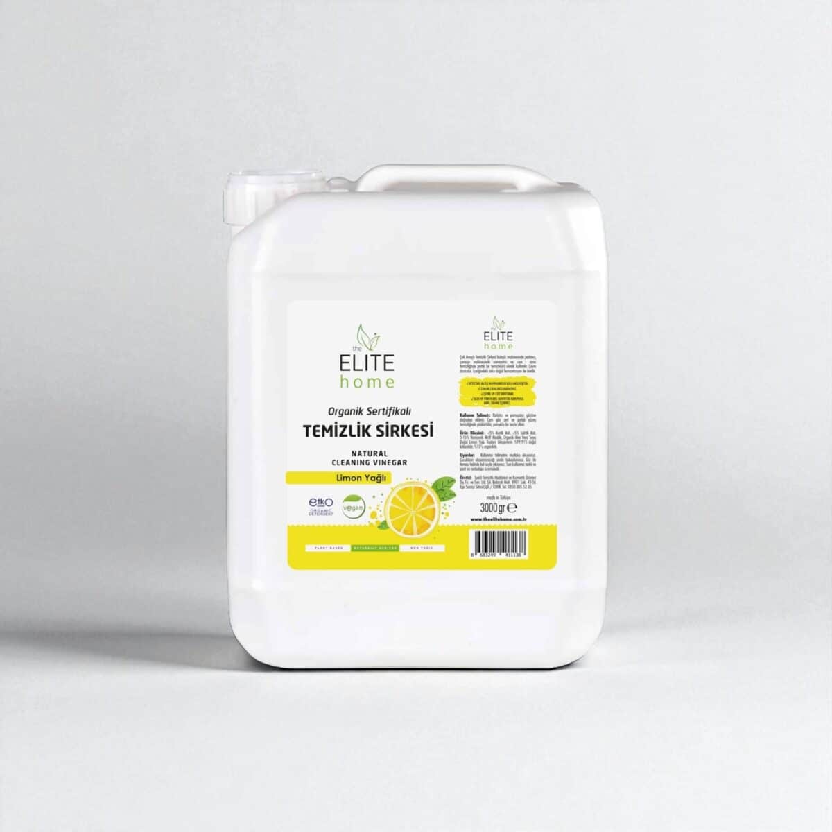 The Elite Home Organik Sertifikalı Çok Amaçlı  Temizlik Sirkesi 3 kg