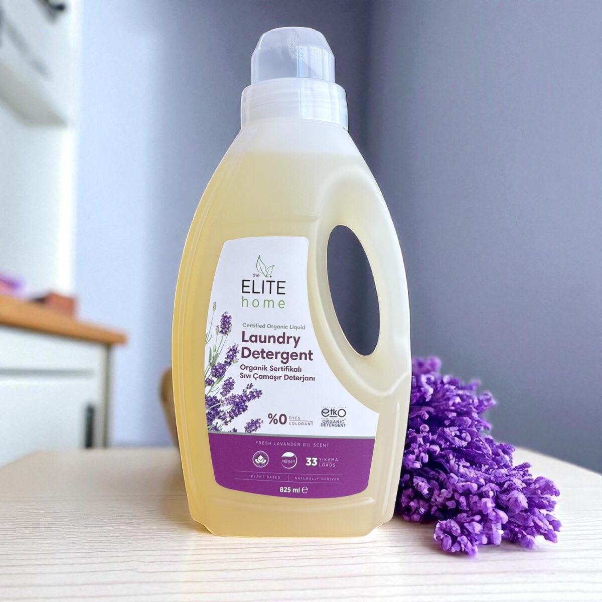 The Elite Home Organik ve Vegan Sertifikalı Sıvı Çamaşır Deterjanı 825 ml Lavanta Yağlı
