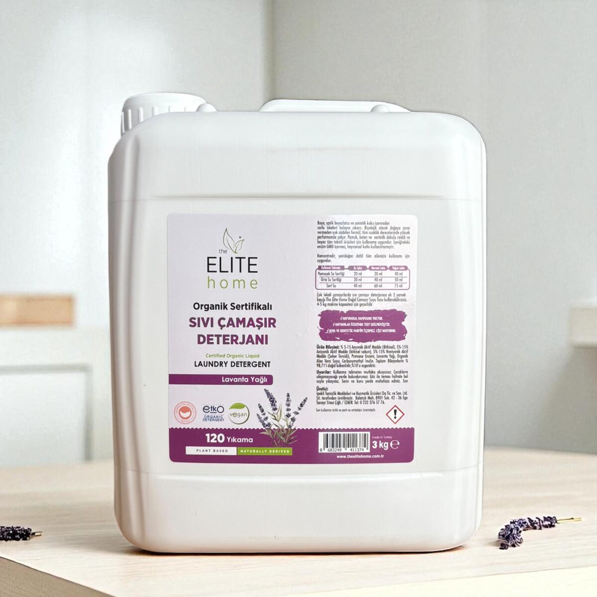 The Elite Home Organik ve Vegan Sertifikalı Sıvı Çamaşır Deterjanı 3 kg  Lavanta Yağlı
