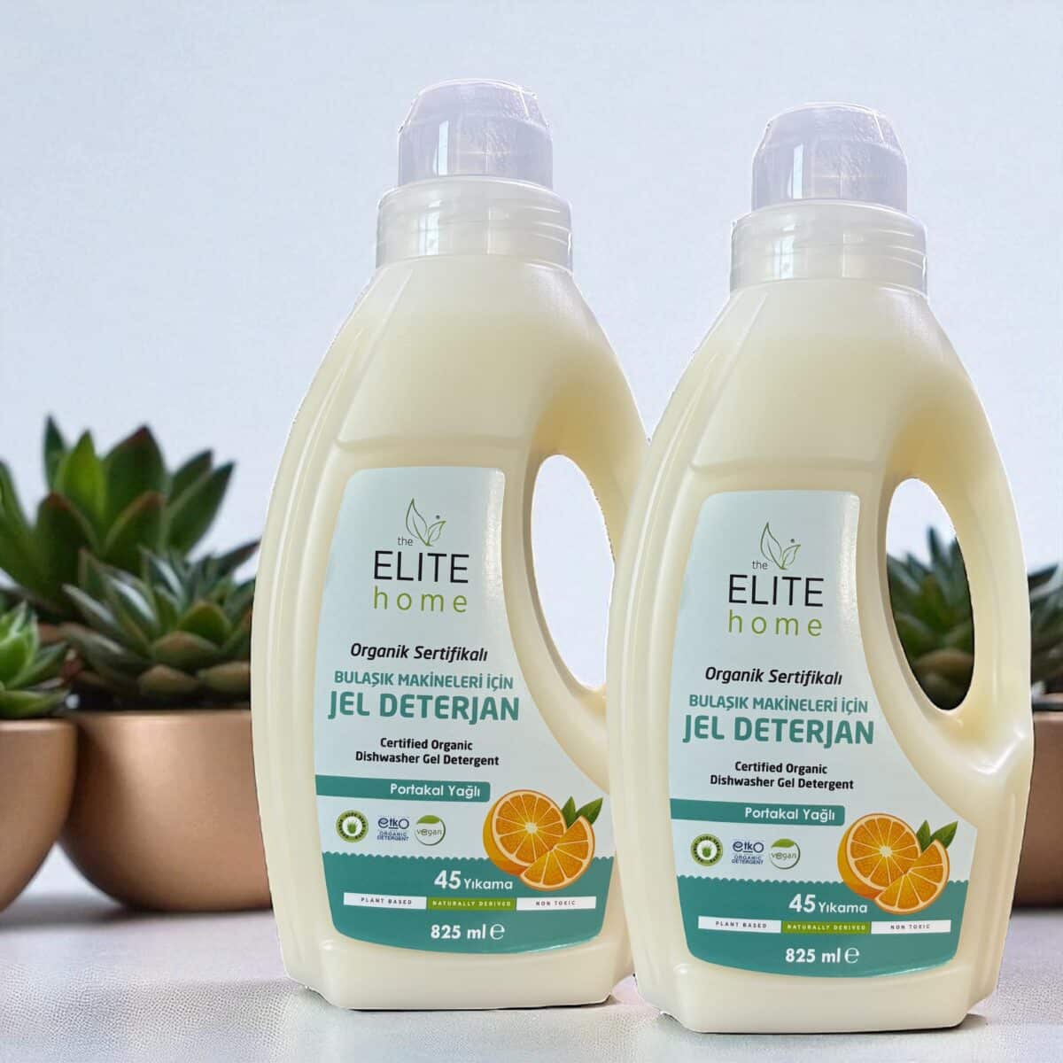 the Elite Home Organik ve Vegan Sertifikalı Jel Bulaşık Makinesi Deterjanı 825ml*2adet Portakal Yağlı