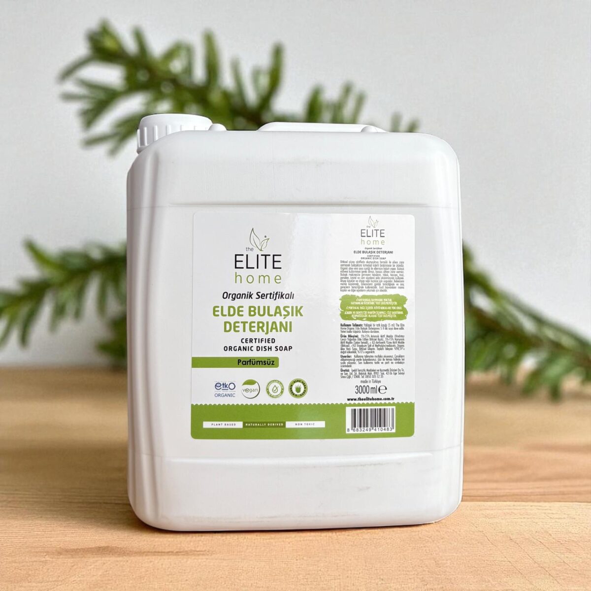 the Elite Home Organik ve Vegan Sertifikalı Elde Bulaşık Deterjanı 3 kg Kokusuz