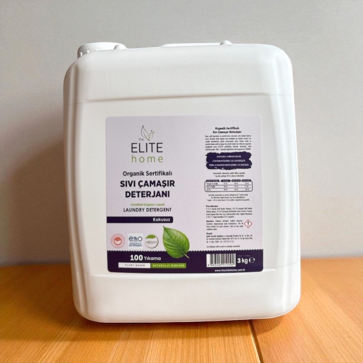 the Elite Home Organik ve Vegan Sertifikalı Sıvı Çamaşır Deterjanı 3 kg Kokusuz