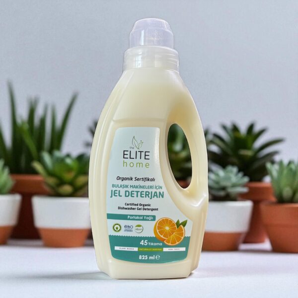 the Elite Home Organik ve Vegan Sertifikalı Bulaşık Makinesi Jel Deterjanı 825 ml Portakal Yağlı