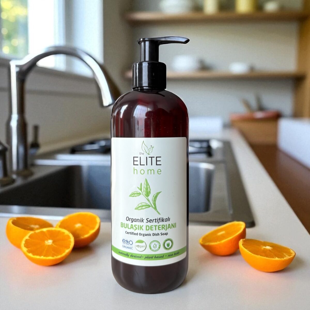 the Elite Home Organik ve Vegan Sertifikalı Elde Bulaşık Deterjanı 400 ml Portakal Yağlı