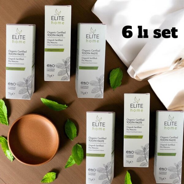 the Elite Home Organik Sertifikalı Diş Macunu Yetişkin 75 gr  6 lı set